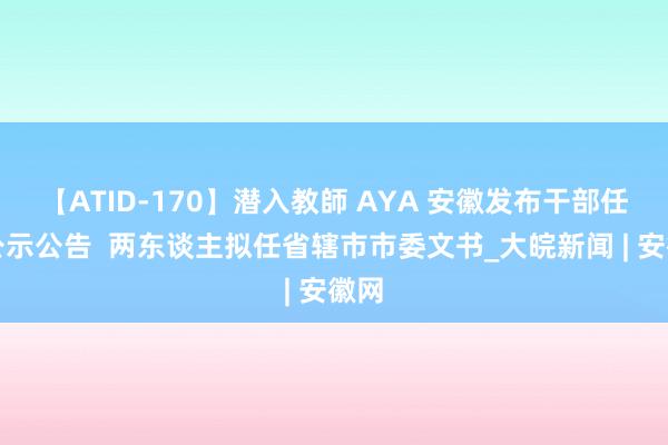 【ATID-170】潜入教師 AYA 安徽发布干部任前公示公告  两东谈主拟任省辖市市委文书_大皖新闻 | 安徽网