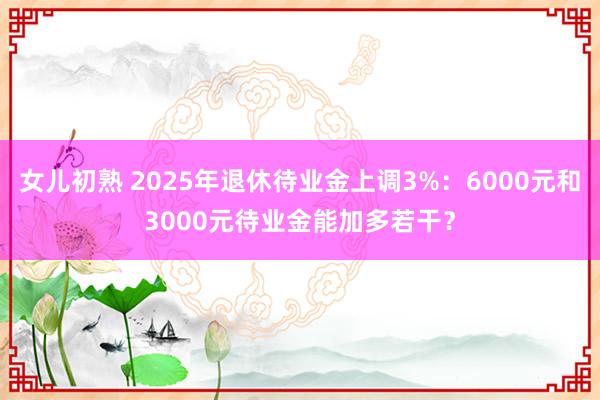 女儿初熟 2025年退休待业金上调3%：6000元和3000元待业金能加多若干？