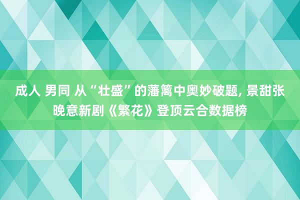 成人 男同 从“壮盛”的藩篱中奥妙破题, 景甜张晚意新剧《繁花》登顶云合数据榜